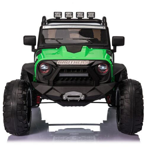 Green 24V Remote Control Ride-On Truck for Kids with Battery Power