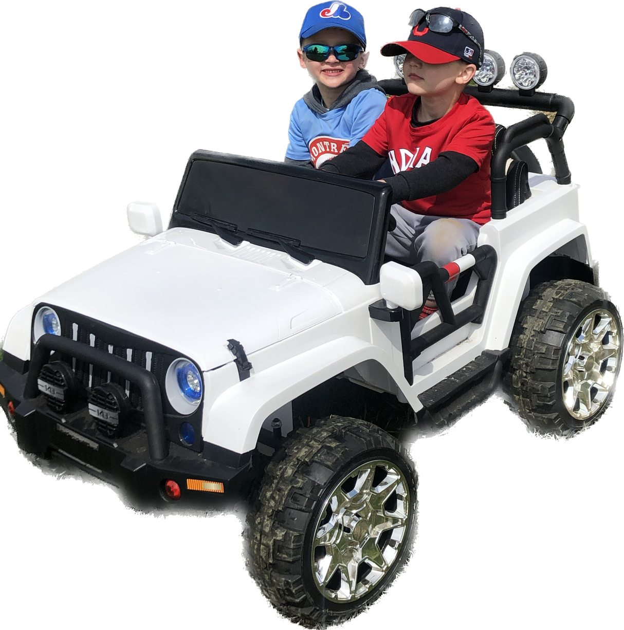 2 Seater 24 Volt 4x4 Electric Ride On Jeep Style Rubber Tires Fully Loaded Truck ATV UTV For Kids W/Magic Cars® Wireless Parental Control MagicCars