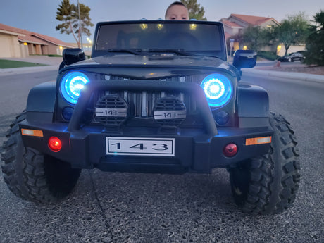 2 Seater 24 Volt 4x4 Electric Ride On Jeep Style Rubber Tires Fully Loaded Truck ATV UTV For Kids W/Magic Cars® Wireless Parental Control MagicCars