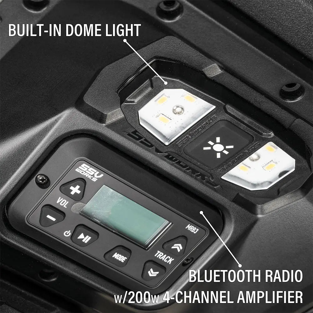 2024-2026 Polaris® RZR XP 1000 2-Speaker Overhead Soundbar w/MRB3S Bluetooth Radio and Built-in Dome Light SSV Works