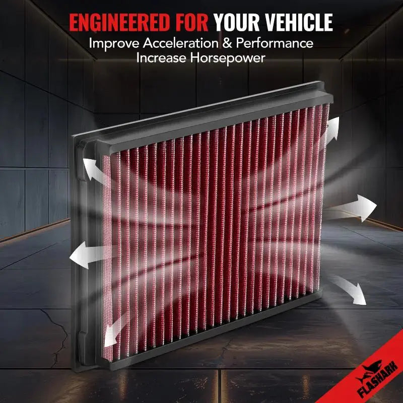 Air Filter for 1996-2007 BMW L6 325Ci/ M3/X3/320Ci/320/25Ti Reusable & Washable Replacement High Flow