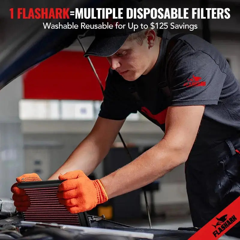 Air Filter for 1996-2007 BMW L6 325Ci/ M3/X3/320Ci/320/25Ti Reusable & Washable Replacement High Flow