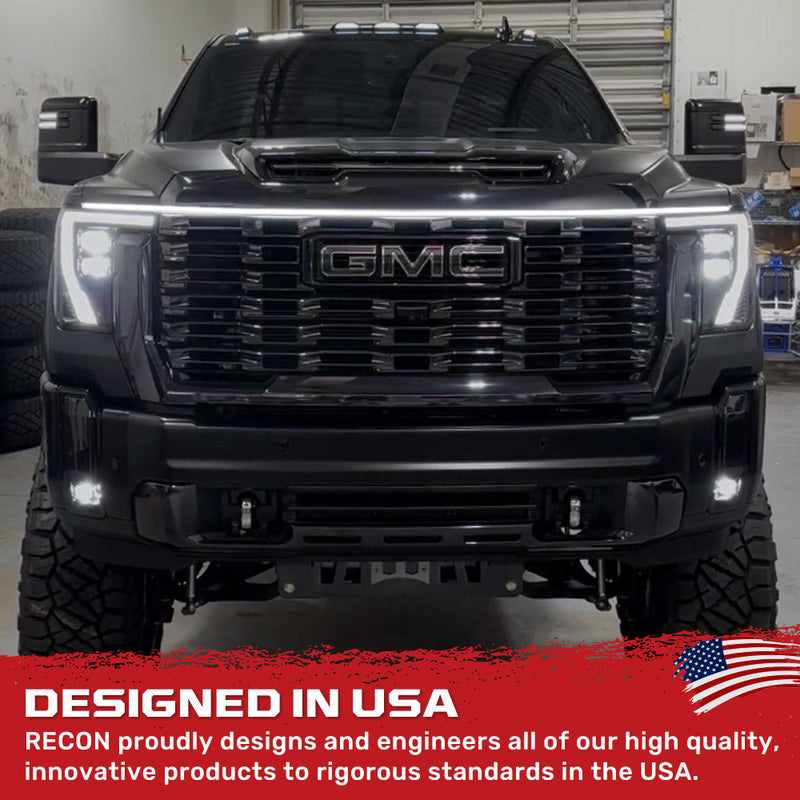 High Power DRL Hood LED Light with Start-up Sequence in White or Amber - Multiple Sizes