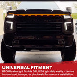 High Power DRL Hood LED Light with Start-up Sequence in White or Amber - Multiple Sizes