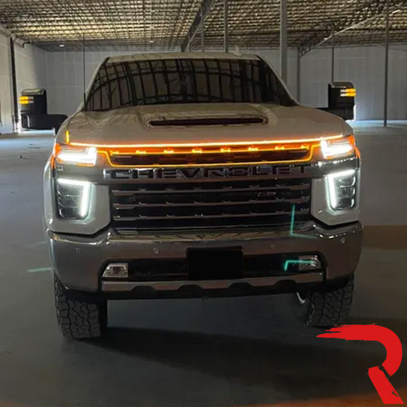 High Power DRL Hood LED Light with Start-up Sequence in White or Amber - Multiple Sizes
