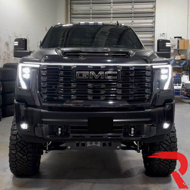 High Power DRL Hood LED Light with Start-up Sequence in White or Amber - Multiple Sizes