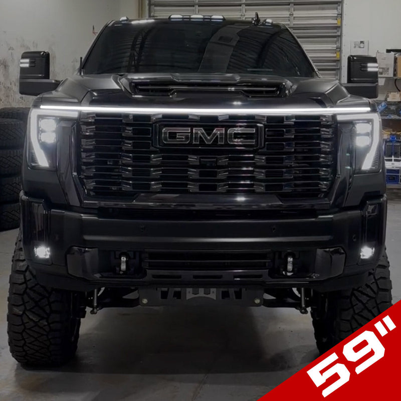 High Power DRL Hood LED Light with Start-up Sequence in White or Amber - Multiple Sizes