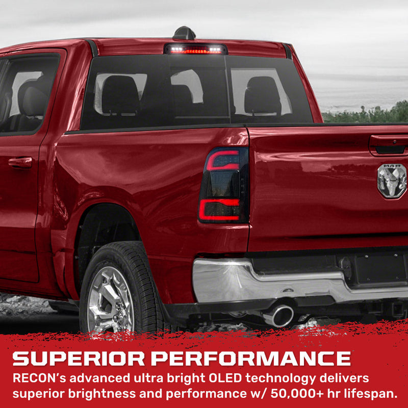 Dodge 19-25 RAM 1500 Red LED 3rd Brake Light Kit with White LED Cargo Lights and Smoked Lens