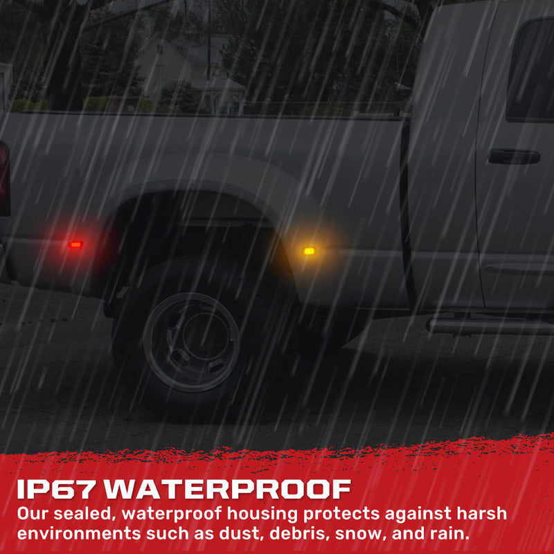 Dodge RAM 02-09 Amber & Red Fender LED Lights (4-Piece Set) Smoked or Clear Lens