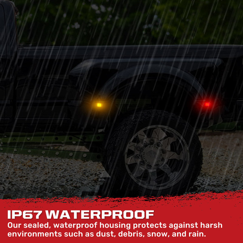 Ford Super Duty 99-10 Amber & Red Fender LED Lights (4-Piece Set) Smoked or Clear Lens