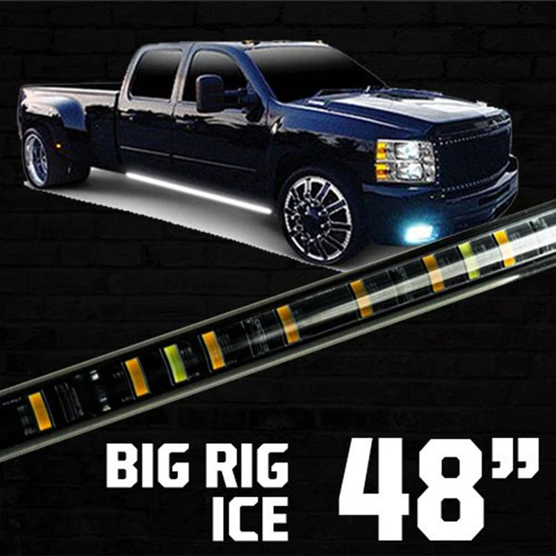"Big Rig Ice" Side Mounted High Power LED Light Bar Kit Amber Running Lights & Turn Signals w/ White Courtesy Lights - Multiple Sizes