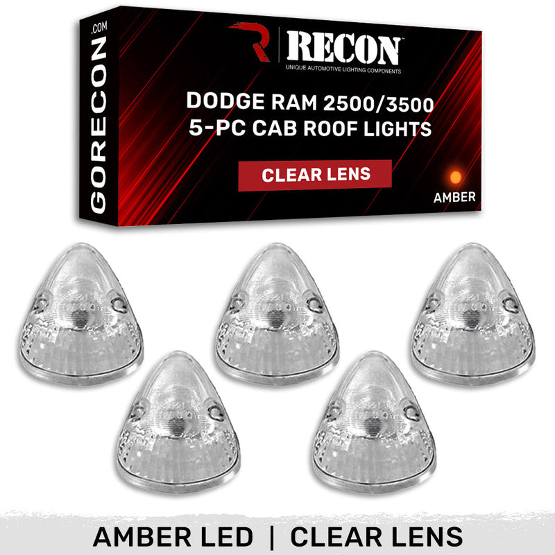 Dodge RAM 2500/3500 94-98 5-Piece Cab Roof Light Set Amber LED 194 Bulbs - Multiple Lens