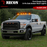 Ford Super Duty 99-16 5 Piece Cab Lights Amber Xenon Bulbs with Clear Lens - (Attn: This cab light kit replaces OEM factory installed Ford 99-16 cab roof light lenses)