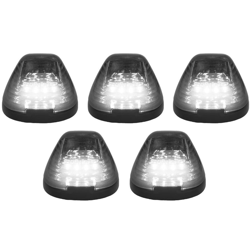 Ford Super Duty 99-16 5-Piece Smoked Cab Roof Light Kit 2-Way Front & Rear Facing Ultra High-Power White LEDs (ATTN: For Models That DID NOT Come With Factory Cab Lights) - Smoked Lens