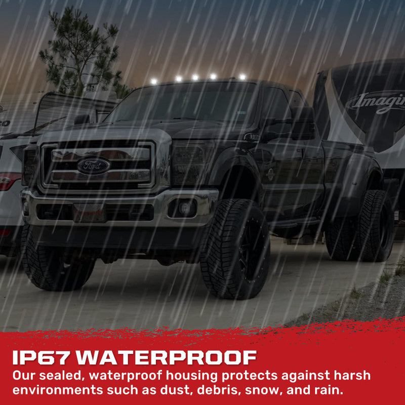 Ford Super Duty 99-16 5-Piece Smoked Cab Roof Light Kit 2-Way Front & Rear Facing Ultra High-Power White LEDs (ATTN: For Models That DID NOT Come With Factory Cab Lights) - Smoked Lens