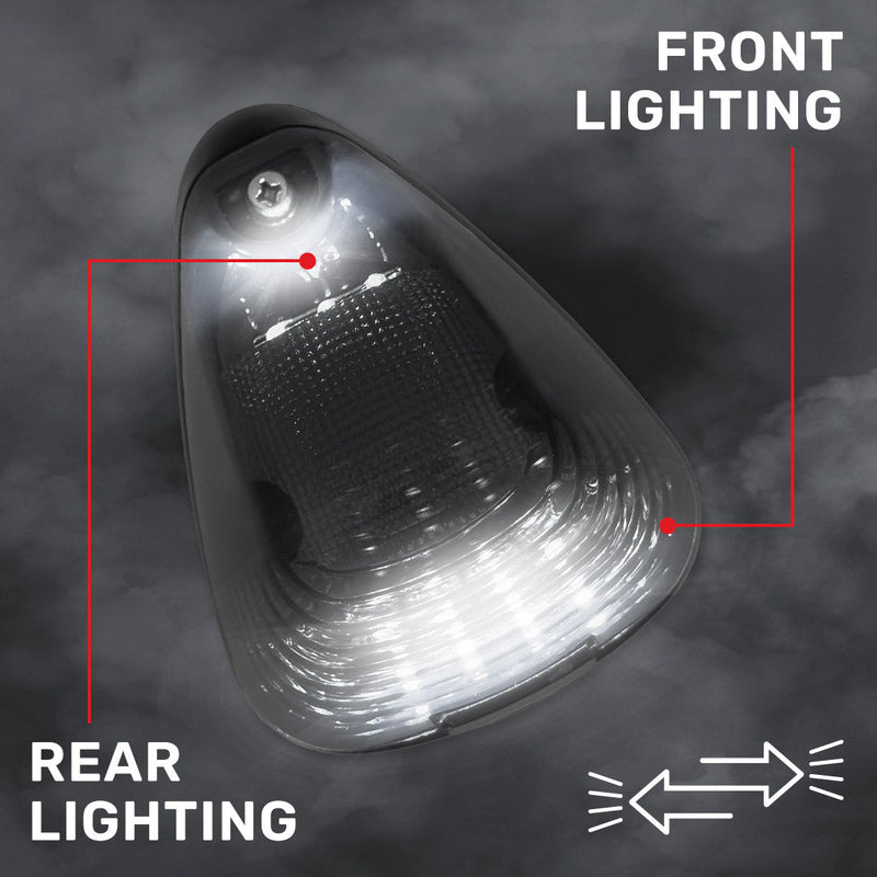Ford Super Duty 99-16 5-Piece Smoked Cab Roof Light Kit 2-Way Front & Rear Facing Ultra High-Power White LEDs (ATTN: For Models That DID NOT Come With Factory Cab Lights) - Smoked Lens