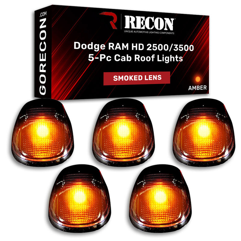 Dodge RAM 99-02 5 Piece Cab Roof Light LED Smoked Lens in Amber
