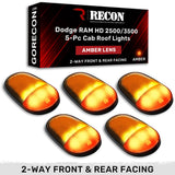 Dodge RAM Heavy-Duty 2500/3500 03-18 5 Piece Cab Roof Light Set 2-Way Front & Rear Facing Ultra High-Power LEDs Multiple Lens & Colors