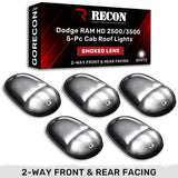 Dodge RAM Heavy-Duty 2500/3500 03-18 5 Piece Cab Roof Light Set 2-Way Front & Rear Facing Ultra High-Power LEDs Multiple Lens & Colors