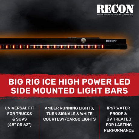 "Big Rig Ice" Side Mounted High Power LED Light Bar Kit Amber Running Lights & Turn Signals w/ White Courtesy Lights - Multiple Sizes