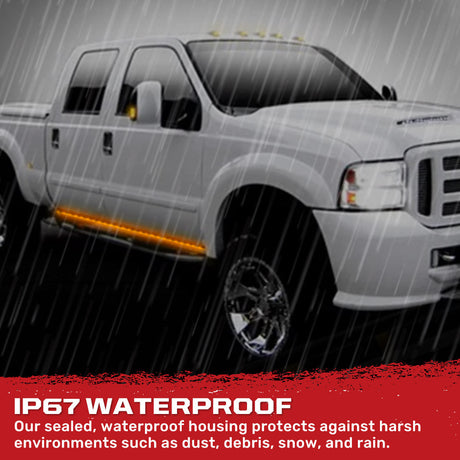 "Big Rig Ice" Side Mounted High Power LED Light Bar Kit Amber Running Lights & Turn Signals w/ White Courtesy Lights - Multiple Sizes
