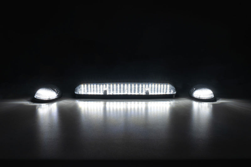 GMC & Chevy 02-07 3-Piece Cab Roof Light Kit Strobe LED White & Amber - Multiple Lens