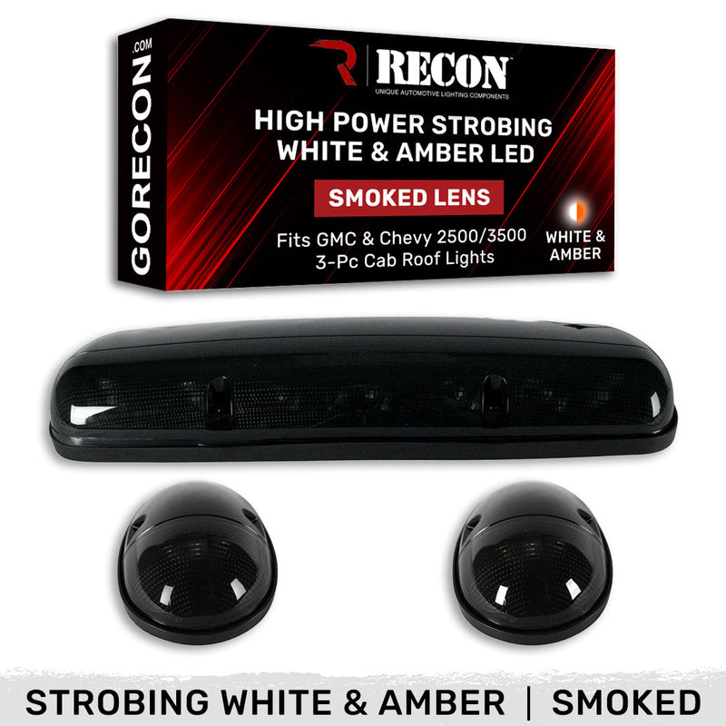 GMC & Chevy 02-07 3-Piece Cab Roof Light Kit Strobe LED White & Amber - Multiple Lens