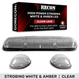 GMC & Chevy 02-07 3-Piece Cab Roof Light Kit Strobe LED White & Amber - Multiple Lens
