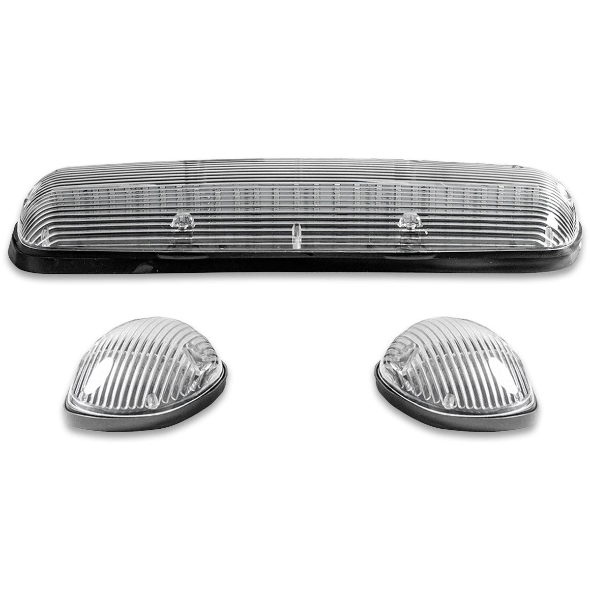 GMC & Chevy 02-07 3-Piece Cab Roof Light Kit Strobe LED White & Amber - Multiple Lens