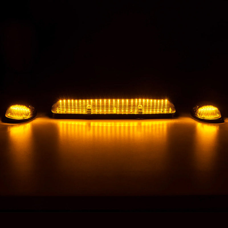 GMC & Chevy 02-07 3-Piece Cab Roof Light Kit Strobe LED White & Amber - Multiple Lens