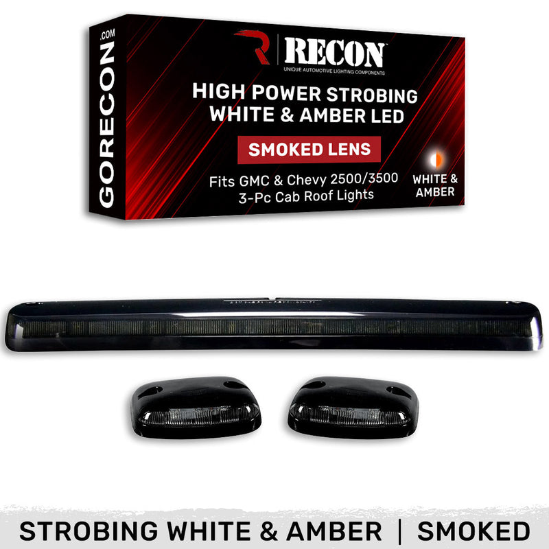 GMC & Chevy 07-14 3-Piece Cab Roof Light Kit Strobe LED White & Amber - Multiple Lens