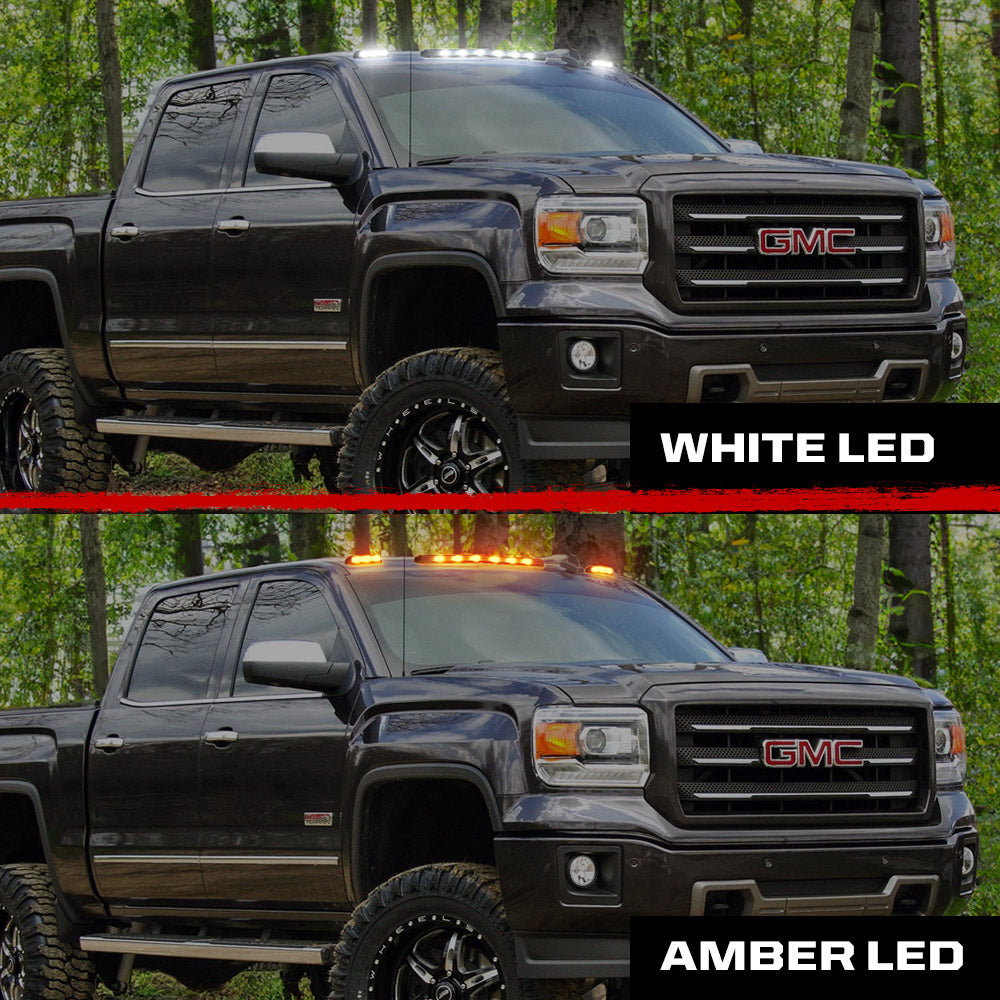 GMC & Chevy 07-14 3-Piece Cab Roof Light Kit Strobe LED White & Amber - Multiple Lens