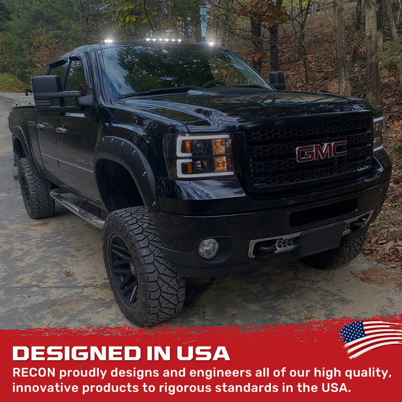 GMC & Chevy 07-14 3-Piece Cab Roof Light Kit Strobe LED White & Amber - Multiple Lens