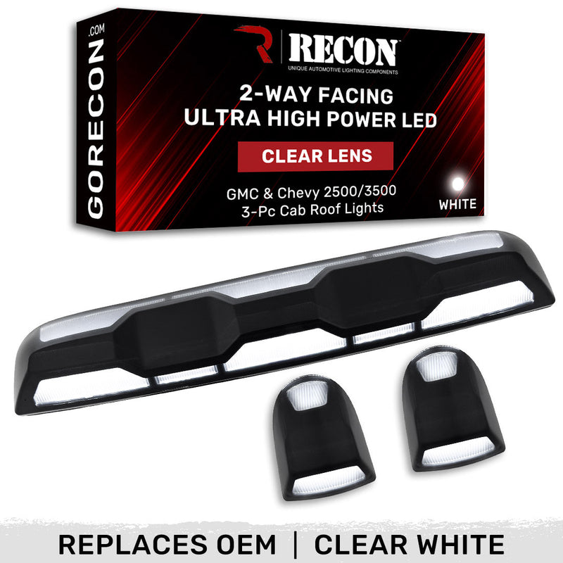 GMC & Chevy 20-25 (4th Gen) Heavy-Duty (3-Piece Set) Cab Roof Light Set 2-Way Front & Rear Facing Ultra High-Power White LEDs - (ATTN: This cab light kit replaces Factory/OEM installed cab roof lights) - Multiple Lens