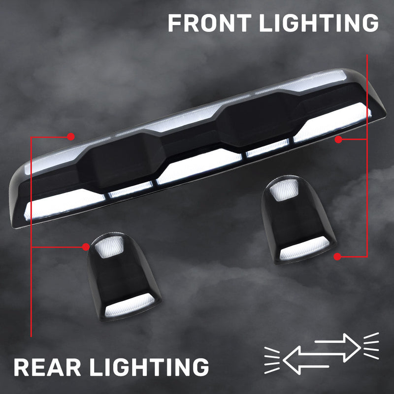 GMC & Chevy 20-25 (4th Gen) Heavy-Duty (3-Piece Set) Cab Roof Light Set 2-Way Front & Rear Facing Ultra High-Power White LEDs - (ATTN: This cab light kit replaces Factory/OEM installed cab roof lights) - Multiple Lens