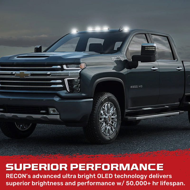 GMC & Chevy 20-25 (4th Gen) Heavy-Duty (3-Piece Set) Cab Roof Light Set 2-Way Front & Rear Facing Ultra High-Power White LEDs - (ATTN: This cab light kit replaces Factory/OEM installed cab roof lights) - Multiple Lens