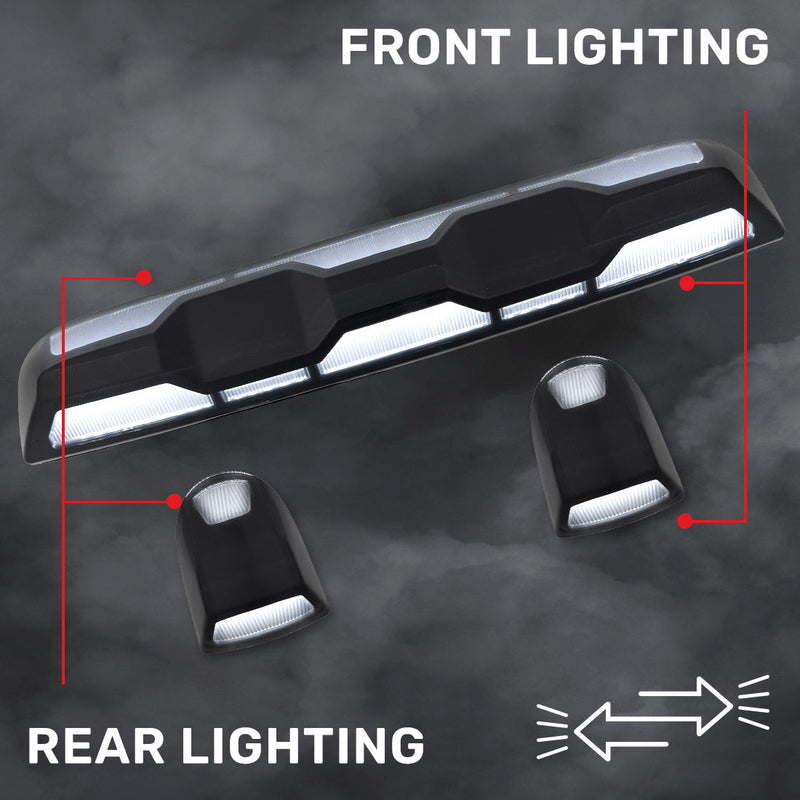 GMC & Chevy 20-25 (4th Gen) Heavy-Duty (3-Piece Set) Cab Roof Light Set 2-Way Front & Rear Facing Ultra High-Power White LEDs - (ATTN: This cab light kit replaces Factory/OEM installed cab roof lights) - Multiple Lens