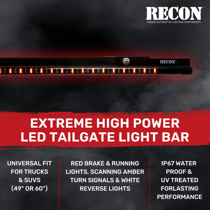 “Extreme” Tailgate Light Bar LED Scanning Amber Turn Signals, Brake & Reverse Lights - Multiple Sizes