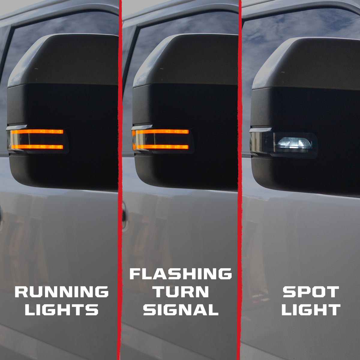 Ford 17-25 Super Duty Amber DRL LED Side Mirror Lenses - Smoked Lens