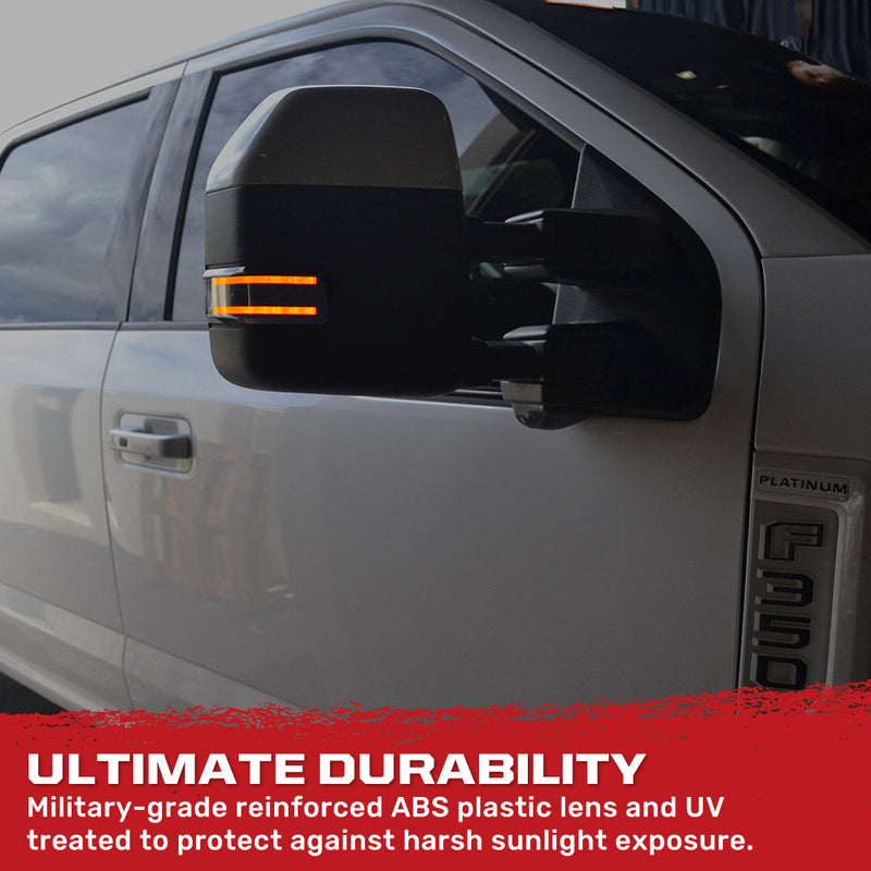 Ford 17-25 Super Duty Amber DRL LED Side Mirror Lenses - Smoked Lens