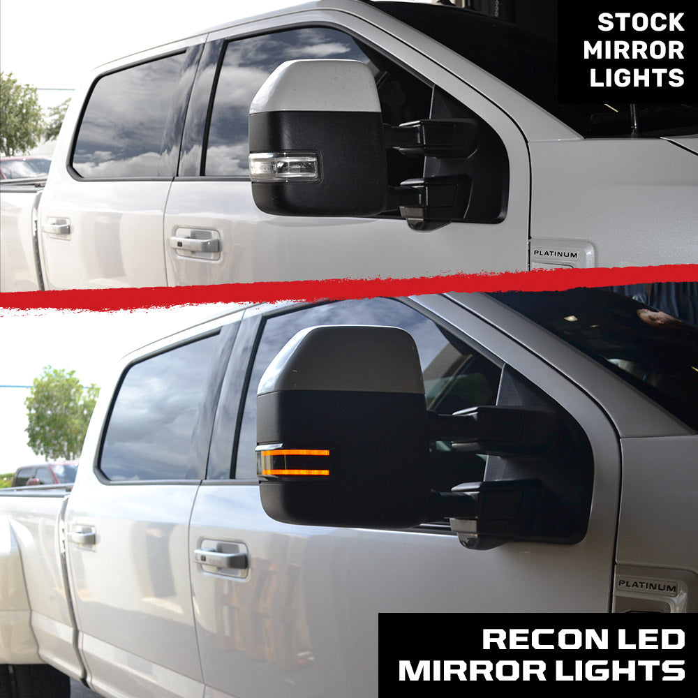 Ford 17-25 Super Duty Amber DRL LED Side Mirror Lenses - Smoked Lens