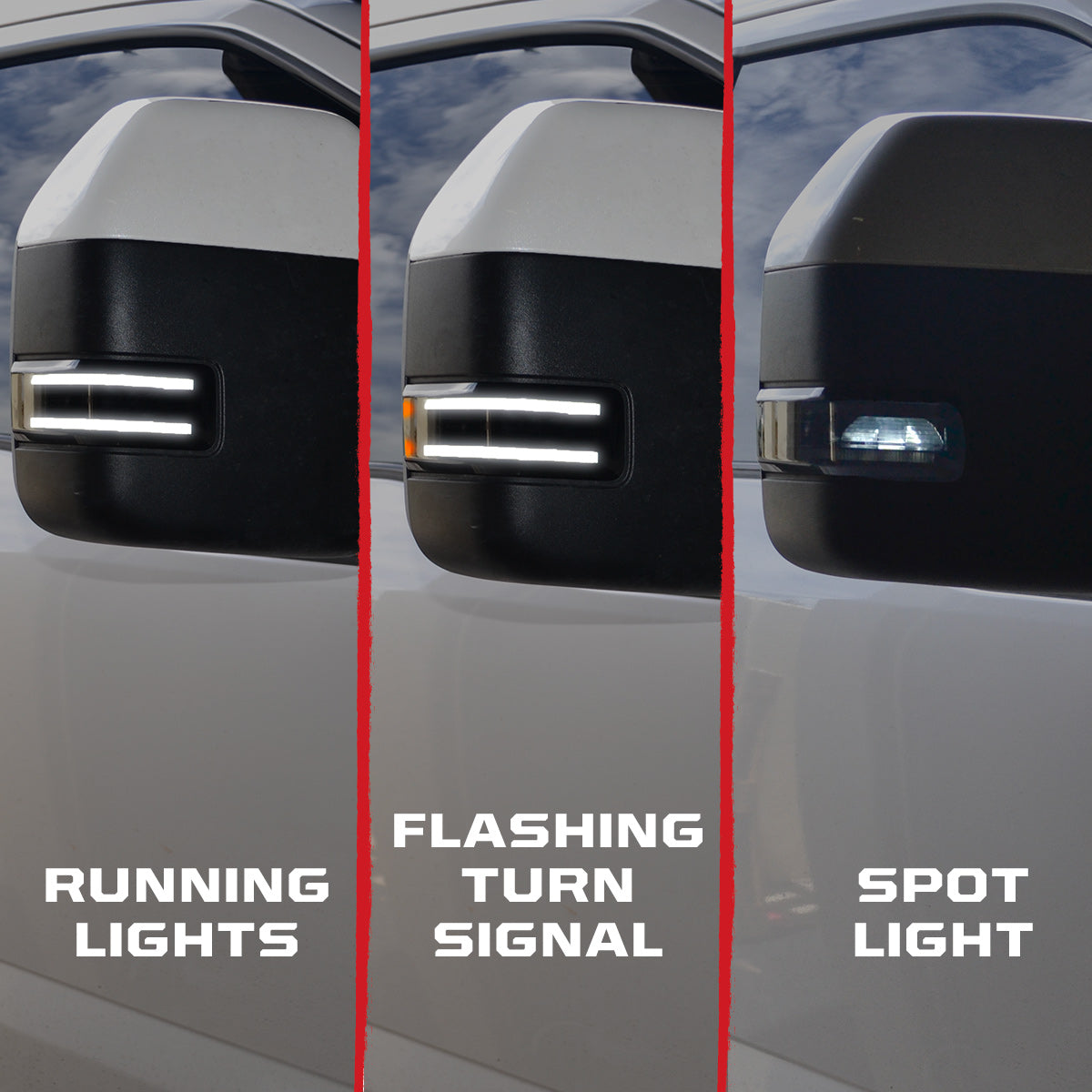 Ford 17-25 Super Duty White DRL LED Side Mirror Lenses - Multiple Lens