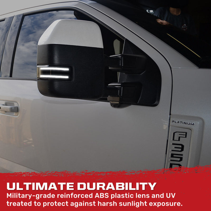 Ford 17-22 Super Duty Scanning LED Side Mirror Lenses - Smoked Lens