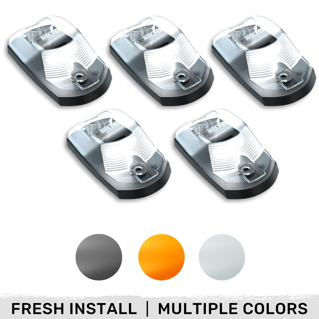 Ford Super Duty 17-25 5-Piece Cab Roof Light Set 2-Way Front & Rear Facing Ultra High-Power LEDs Multiple Lens & Colors - (ATTN: For models that DID NOT come with factory cab roof lights)