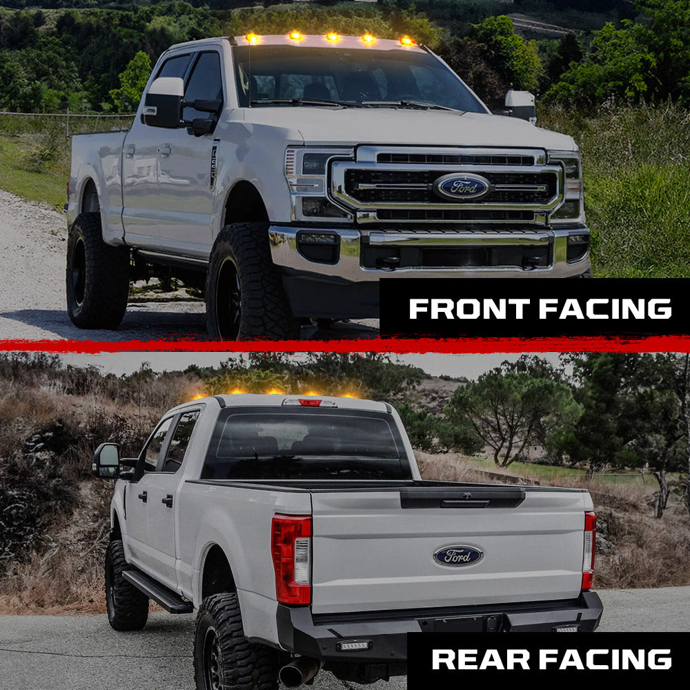 Ford Super Duty 17-25 5-Piece Cab Roof Light Set 2-Way Front & Rear Facing Ultra High-Power LEDs Multiple Lens & Colors - (ATTN: For models that DID NOT come with factory cab roof lights)