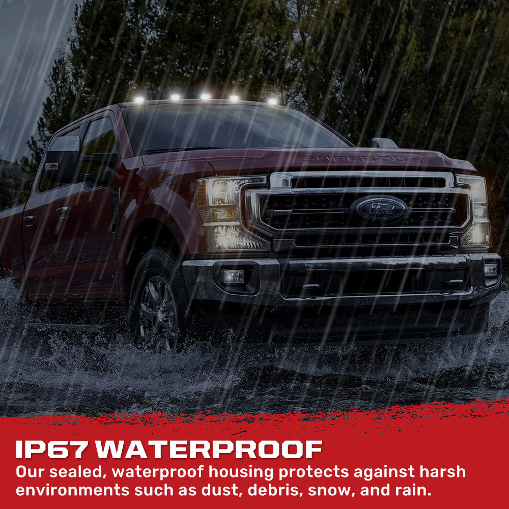 Ford Super Duty 17-25 5-Piece Cab Roof Light Set 2-Way Front & Rear Facing Ultra High-Power LEDs Multiple Lens & Colors - (ATTN: For models that DID NOT come with factory cab roof lights)