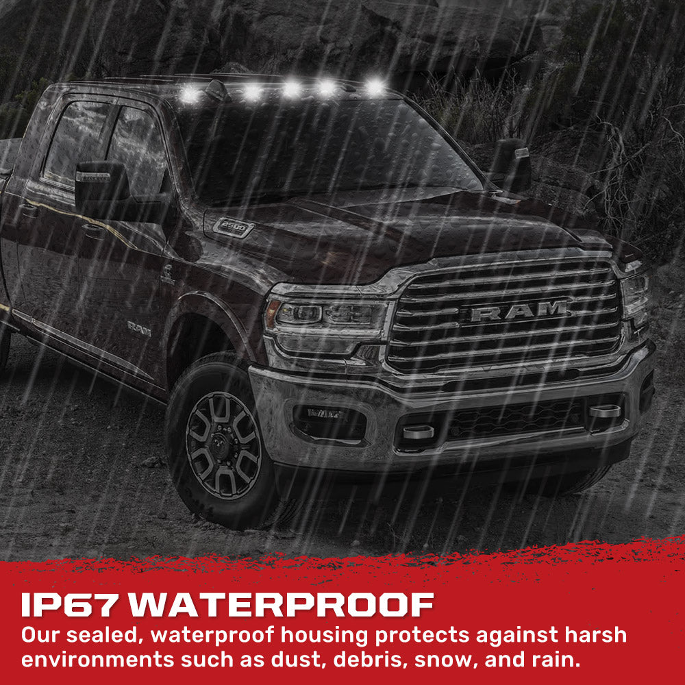 Dodge RAM HD 2500/3500 19-25 5 Piece Cab Roof Light Set 2-Way Front & Rear Facing Ultra High-Power LEDs Multiple Lens & Colors