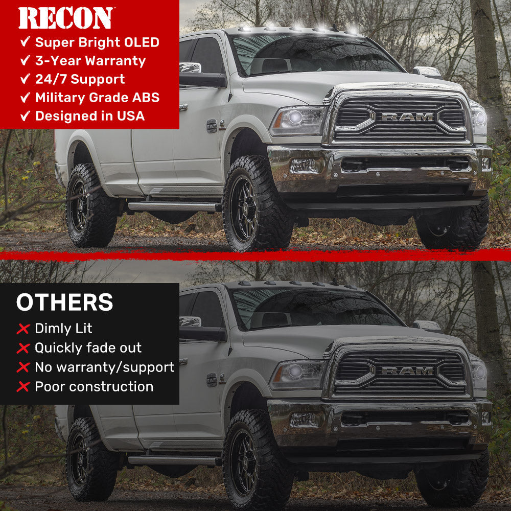 Dodge RAM HD 2500/3500 19-25 5 Piece Cab Roof Light Set 2-Way Front & Rear Facing Ultra High-Power LEDs Multiple Lens & Colors