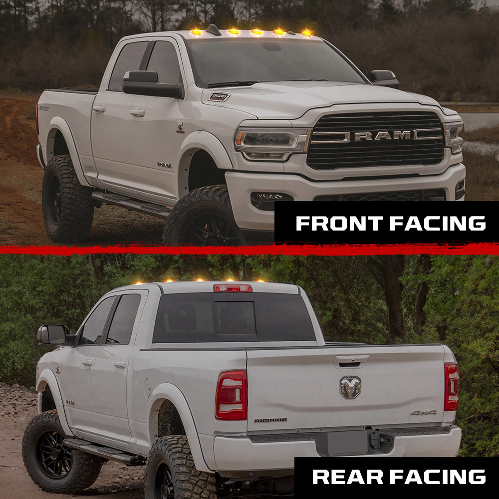 Dodge RAM HD 2500/3500 19-25 5 Piece Cab Roof Light Set 2-Way Front & Rear Facing Ultra High-Power LEDs Multiple Lens & Colors