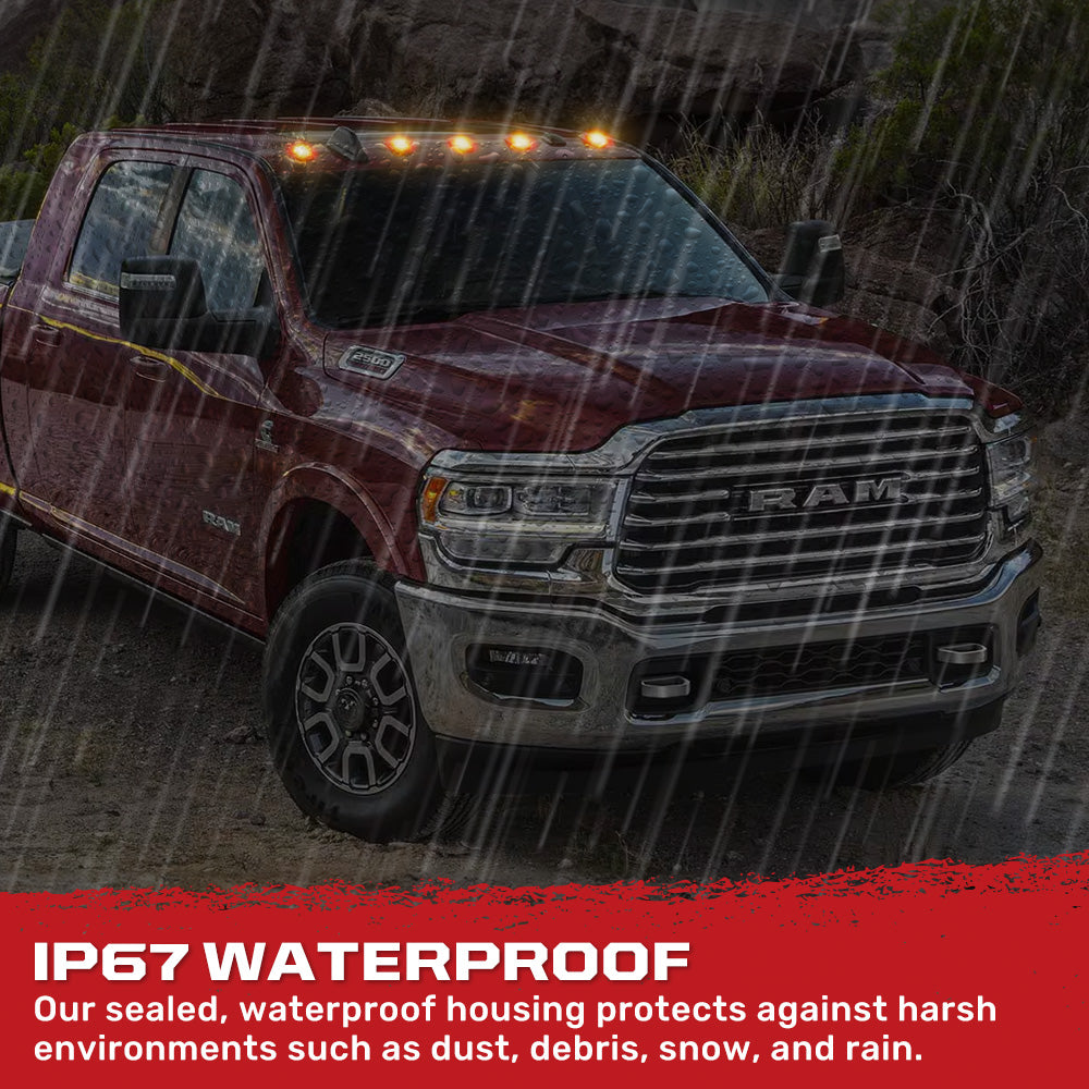 Dodge RAM HD 2500/3500 19-25 5 Piece Cab Roof Light Set 2-Way Front & Rear Facing Ultra High-Power LEDs Multiple Lens & Colors